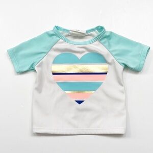 Crazy 8 heart print baby swim rashguard